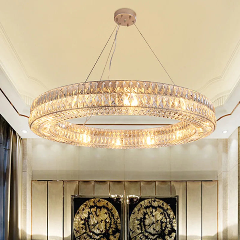 Decorbites™ Gold K9 Kristall LED Ring Kronleuchter Anhängerleuchte für die Hausdekoration