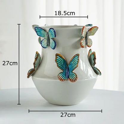 DecorBites™ Butterfly Ceramic Vase: Decorative Pot for Flowers, Table Decoration, Room Aesthetic