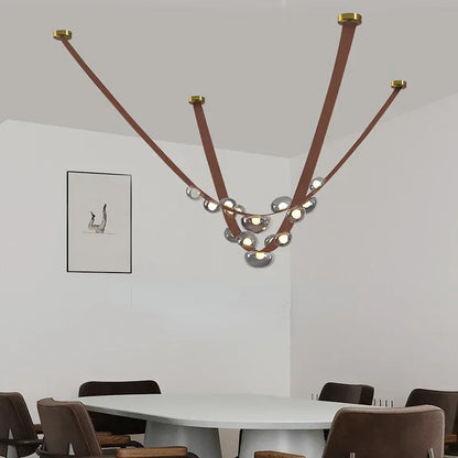 DecorBites™ Leather LED Pendant Lamp: Modern Lighting for Living Room, Hall, and Villa