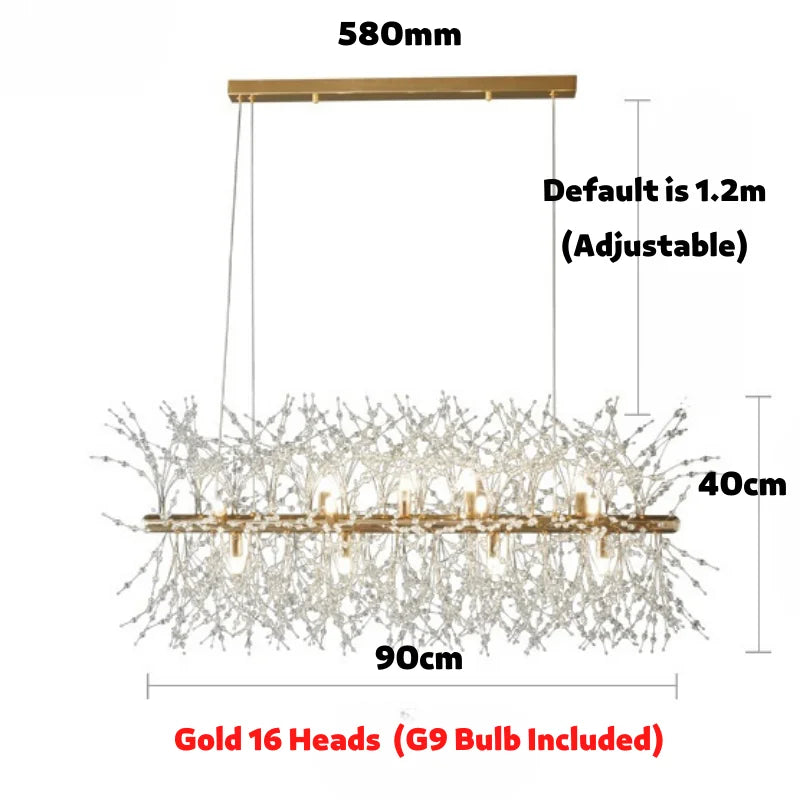 DecorBites™ Dandelion LED Chandelier, Modern Crystal Stainless Steel Ceiling Light