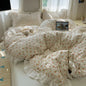 Decobites Small Floral Lace Ruffles Princess Bedding Set with Vintage Charm