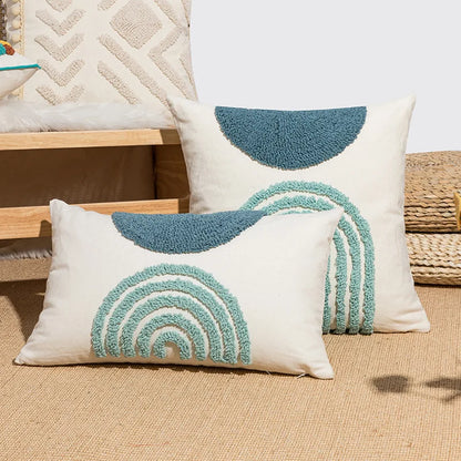 DecorBites™ Half Circle Loop Tufted Cushion Cover Embroidered Pillow Covers for Living Room
