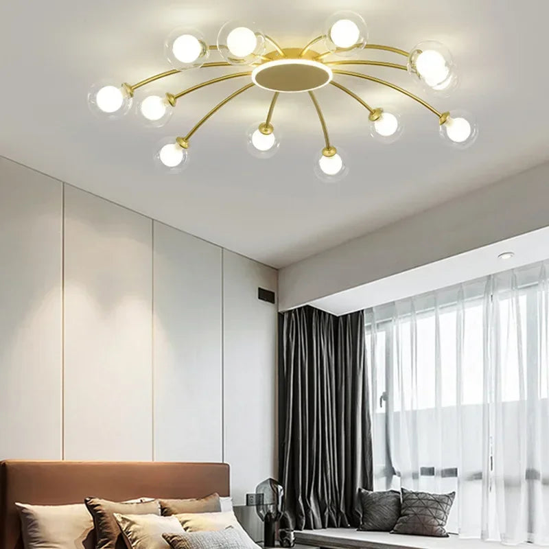 مصباح سقف زجاجي على شكل كرة من DecorBites™ باللون الذهبي لغرفة المعيشة وغرفة الطعام وغرفة النوم من DecorBites™