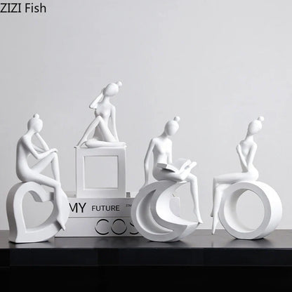 ديكور بايتس™ - منحوتات راتنجية تجريدية، ديكورات مكتبية حديثة، أشكال بسيطة، زخارف