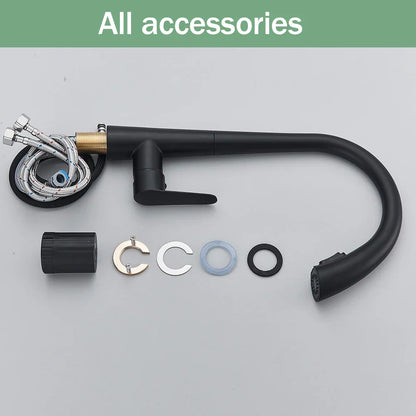 صنبور مطبخ أسود من DecorBites™ مع رشاش سحب وتحكم برافعة واحدة