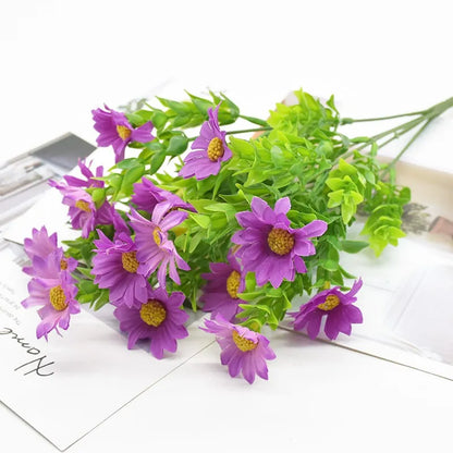 DecorBites™ Daisy Bouquet Green Plant Synthetic Flowers Set for Home Decor & Weddings