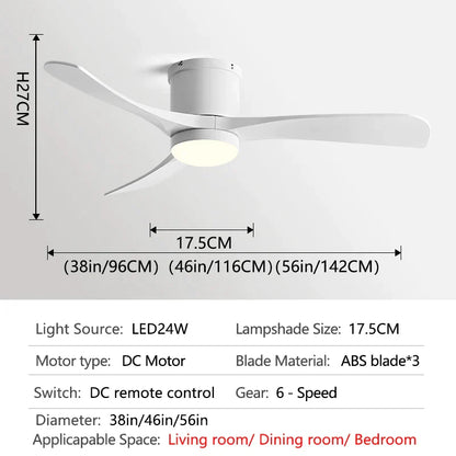 DecorBites™ 46In LED Ceiling Fan Light with Control for Household Bedrooms