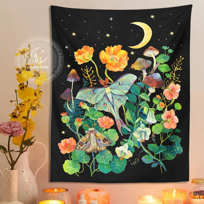 Floral Moon Luna Tapestry for Home Decor by Decobites