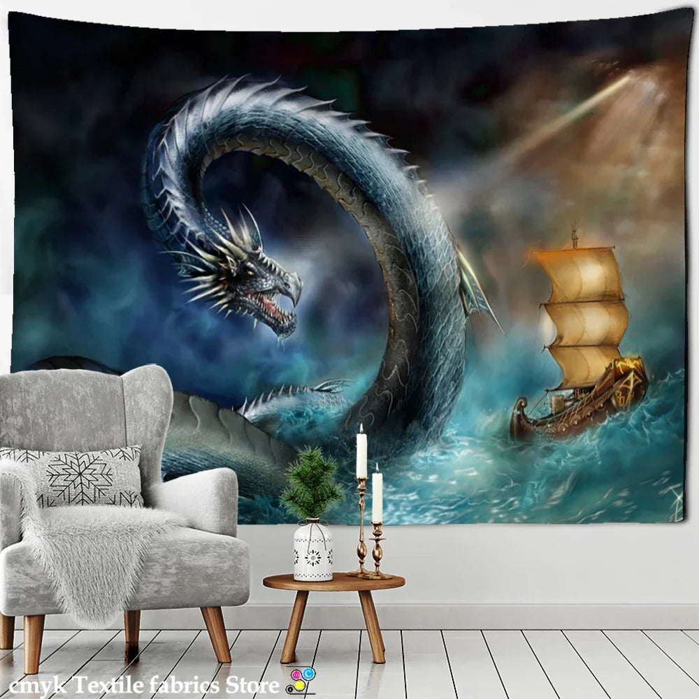 Dragon Totem Tapestry Wall Hanging for Home Decor - Decobites Hippie Art