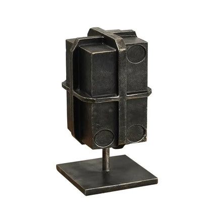 DecorBites™ Caja de encuadernación geométrica con forma de bloque, escultura en bronce - Figura decorativa para el hogar