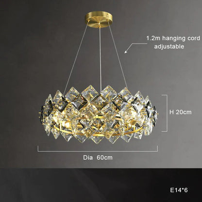 DecorBites™ Crystal Round Chandelier: Modern Dining Room Lighting Fixture, Nordic Style Decoration