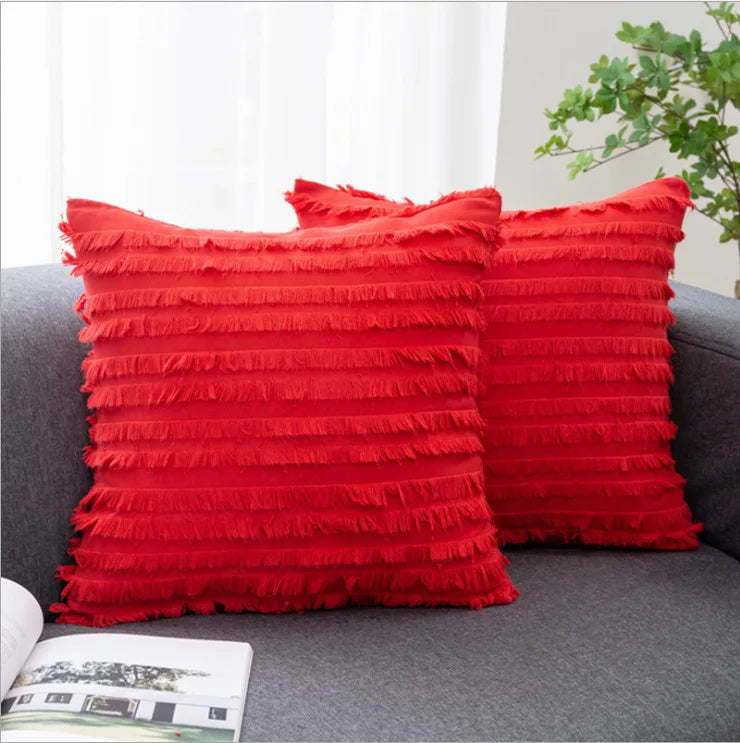 DecorBites™ Boho Chic Tassel Striped Pillow Covers for Home Decor