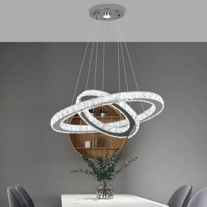 DecorBites™ Crystal Ring Chandelier Pendant Light for Living Dining Room