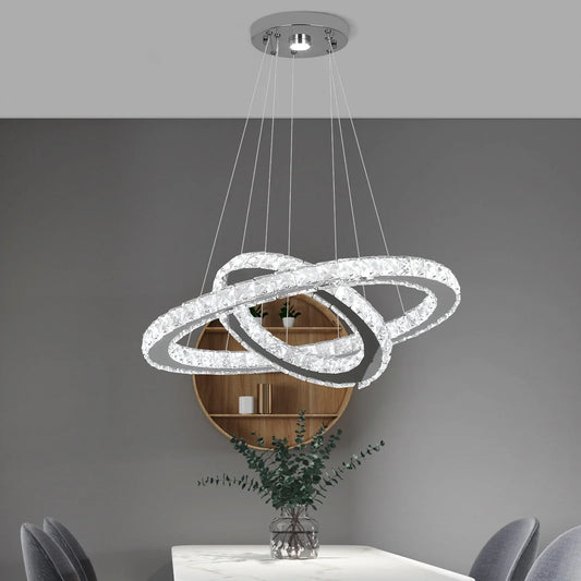 DecorBites™ Crystal Ring Chandelier Pendant Light for Living Dining Room