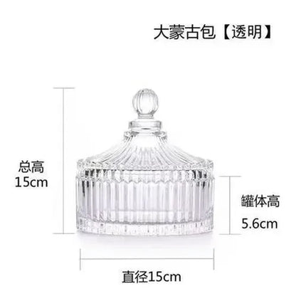 Frasco de vidrio a rayas verdes DecorBites™ con tapa, para guardar objetos pequeños o joyas.