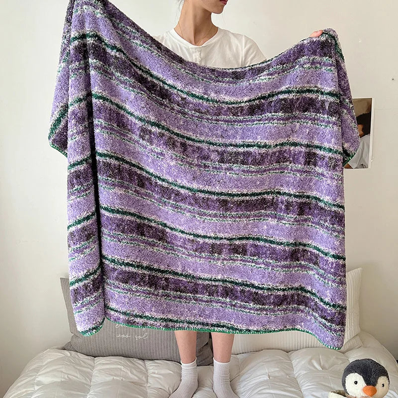 DecorBites™ Boho Printed Blanket: Cozy, Multi-Functional, Half-Flannel Shawl, Single/Double Bedspread