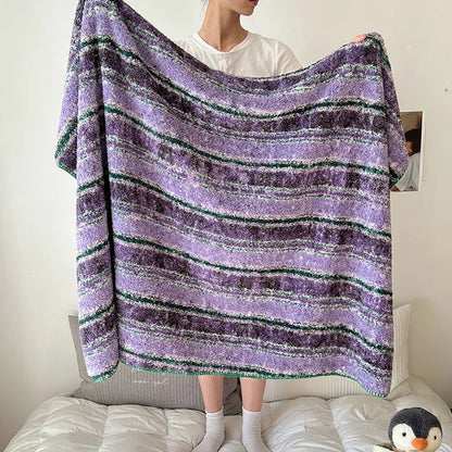 DecorBites™ Boho Printed Blanket: Cozy, Multi-Functional, Half-Flannel Shawl, Single/Double Bedspread