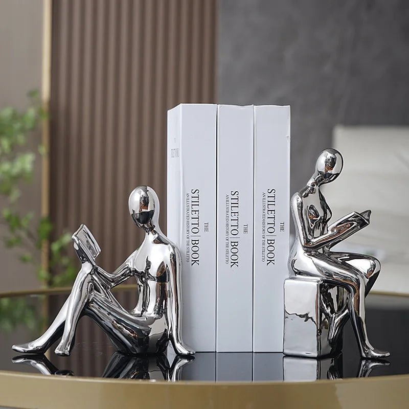 DecorBites™ Abstract Figure Bookend Set for Stylish Home Decor & Study Room Ornaments
