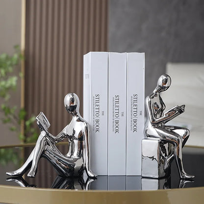 DecorBites™ Abstract Figure Bookend Set for Stylish Home Decor & Study Room Ornaments