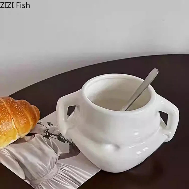 DecorBites™ Big Belly Ceramic Mug Set for Dining Table, Coffee, Tea, and Juice