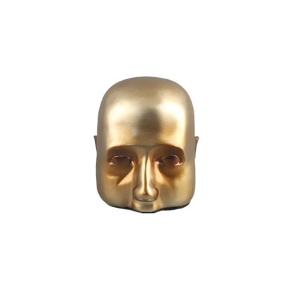 DecorBites™ Escultura de resina de medio rostro Golden Head, retrato abstracto, figura decorativa para el hogar