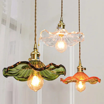 Nordic Colorful Glass Pendant Light With Polished Copper