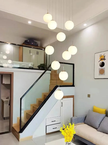 Nordic Glass Staircase Chandelier Pendant Light