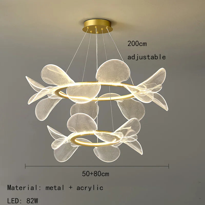 DecorBites™ Gold Ring LED Pendant Light with Adjustable Dimming and Clear Acrylic Design