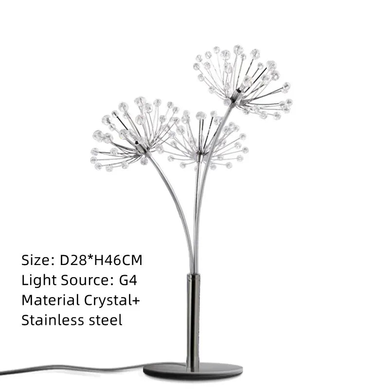 Lámpara de pie LED DecorBites™ con diseño de diente de león de cristal para la decoración de la sala de estar o el dormitorio.