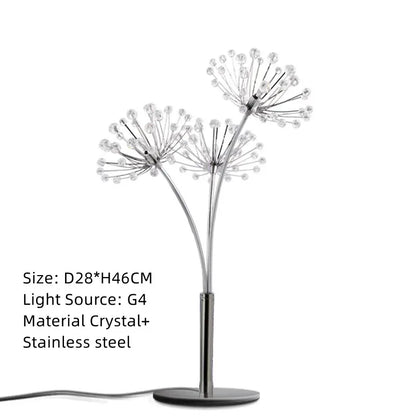 Lámpara de pie LED DecorBites™ con diseño de diente de león de cristal para la decoración de la sala de estar o el dormitorio.