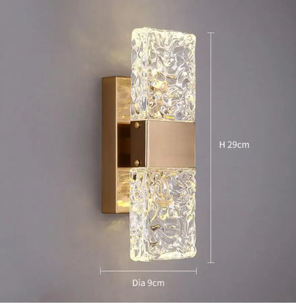DecorBites™ Gold Crystal Glass Wall Sconce Light Fixture for Luxury Bedroom Decor
