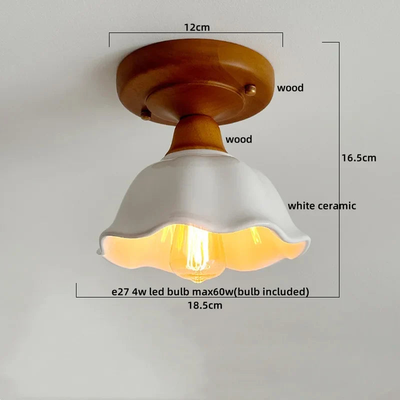 Decorbites™ Grüne Glas LED Deckenleuchte Nordisch Holz Kupfer Deckenlichter