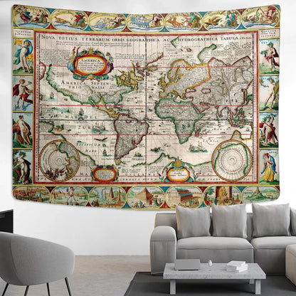 Retro Portrait Map Tapestry Wall Art Hippie Abstract Witchcraft Mystical Decor 
Decobites Portrait Wall Hanging