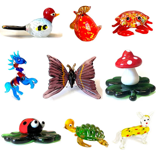 Figuras de animales de cristal DecorBites™: Coleccionables de arte soplado a mano para decoración del hogar y regalos.