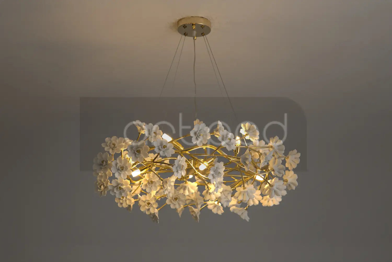DecorBites™ Floral French White Ceramic Chandelier - Romantic Home Décor