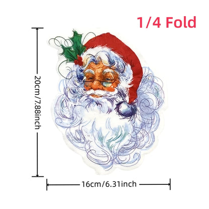 20Pcs/Bag Cartoon Die Cut Santa Claus Stocking Tree Decoupage Paper Napkins Paper Serviettes for Christmas Party Tableware Decor