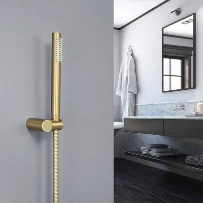 DecorBites™ Brushed Gold Brass Hand Shower with Stainless Steel Hose - Wall Mount