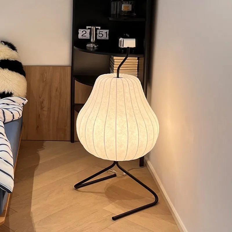 DecorBites™ Japanese Silk Floor Lamp: Wabi Sabi LED Fabric Lamp for Living Room & Bedroom