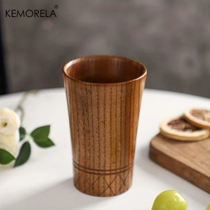 DecorBites™ Handmade Natural Wooden Tea Cups - Set of 2 | Japan Style Cups for Tea, Coffee, Beer, Milk, Water