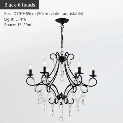 DecorBites™ Iron Crystal Chandelier: Modern Industrial Luxury for Home Lighting