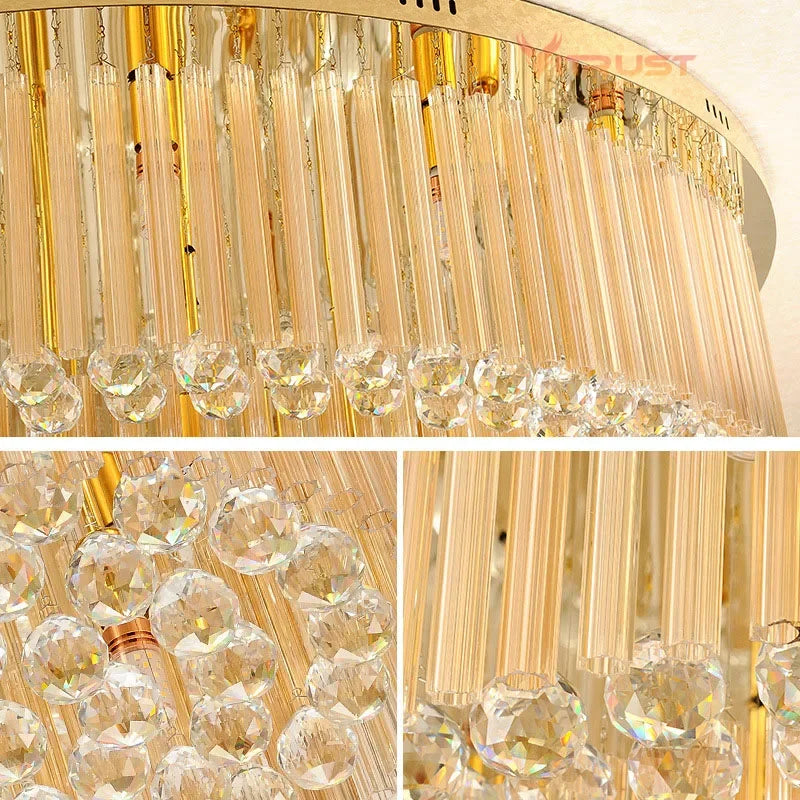 DecorBites™ Large Crystal Ceiling Lamp: Elegant Home & Hotel Lighting Fixture