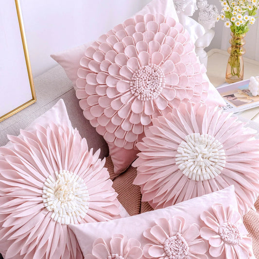 DecorBites™ Daisy Sunflower Plush Pillowcase 3D Floral Velvet Cushion Cover Home Decor