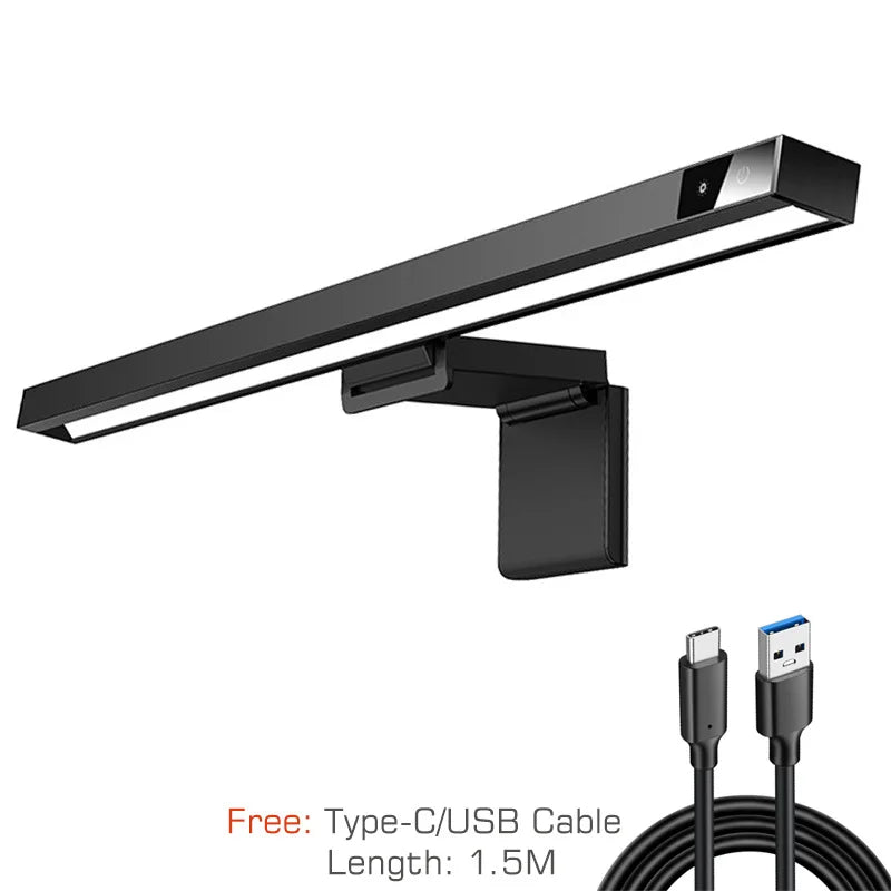 Barra de luz para monitor DecorBites™ 3 en 1: Lámpara de pantalla de aluminio USB con tecnología de cuidado ocular.