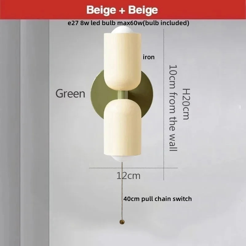 DecorBites™ LED Wall Lights Colorful Iron Double Heads Modern Bedside Lamp