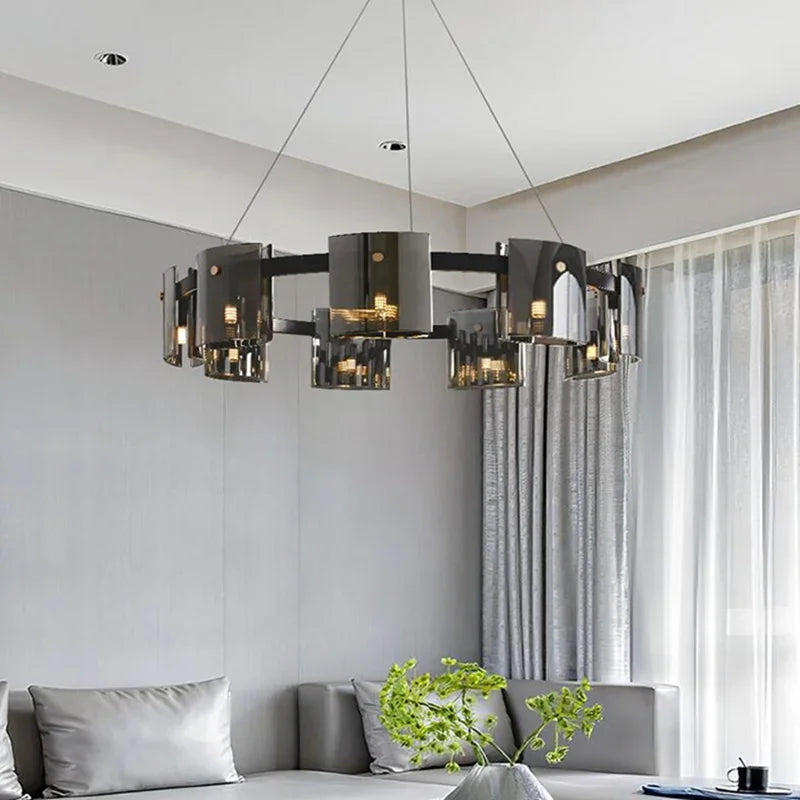 DecorBites™ Elegant Smoky Glass Chandelier Ceiling Lighting for Dining Living Bedroom