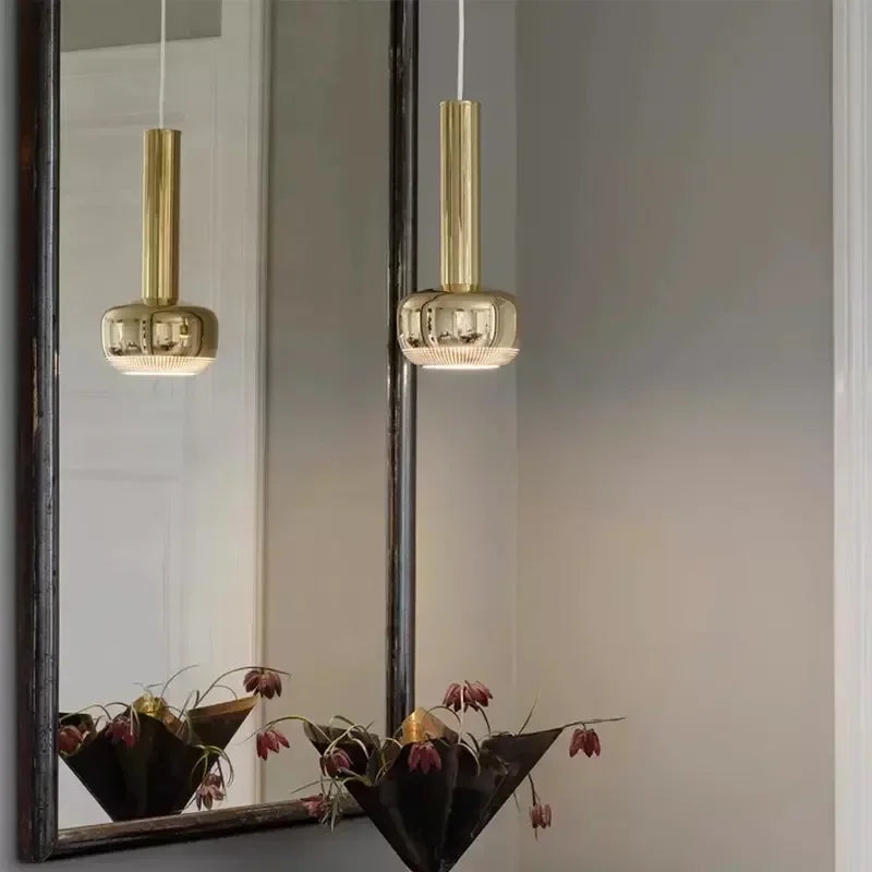 DecorBites™ Gold Chrome Pendant Light Adjustable Wire E27 Bulb Dining Room Sofa Lamp