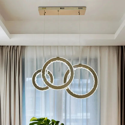 Lámpara de techo colgante LED circular de cristal DecorBites™ para comedor