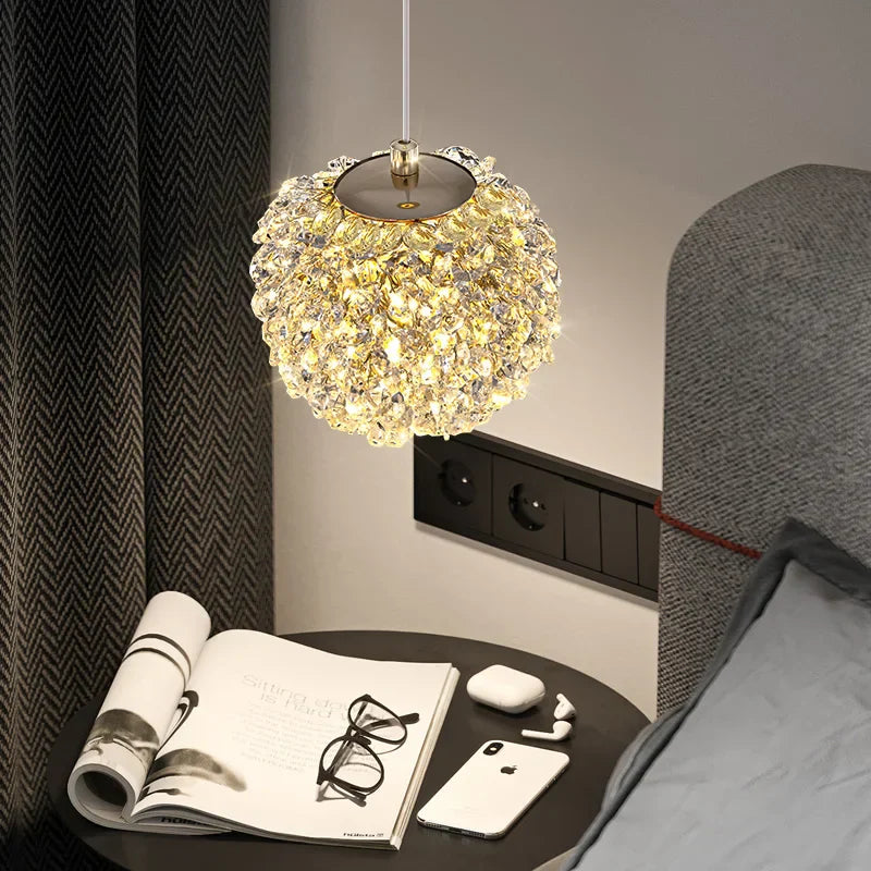 Lámpara colgante DecorBites™ de metal dorado y cristal para dormitorio, comedor, pasillo o corredor