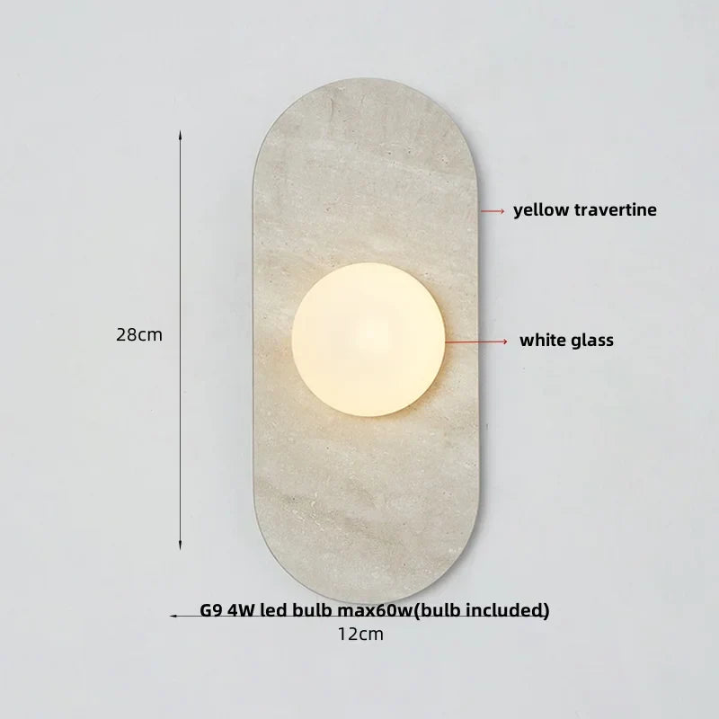 Lámpara de pared LED con globo de cristal DecorBites™: Iluminación moderna nórdica para espejo de baño con diseño de piedra.
