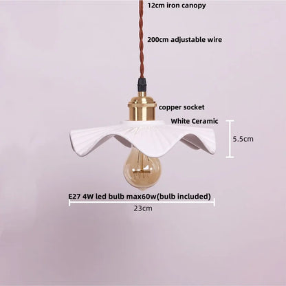 DecorBites™ Ceramic Wood Pendant Lamp LED Hanging Light Fixture for Modern Home Decor